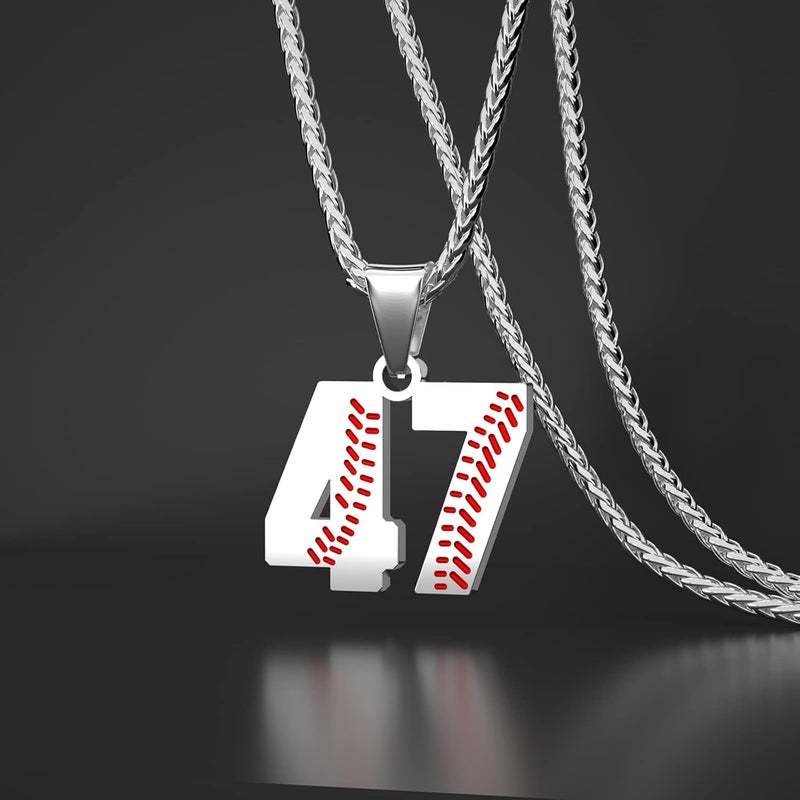 Wikavanli Personalized Baseball Jersey Number 00-99 Necklace - Stainless Steel Baseball Chain Pendant Necklace - Team Jewelry Gift for Boys, Girls, Men, Women - Image 2